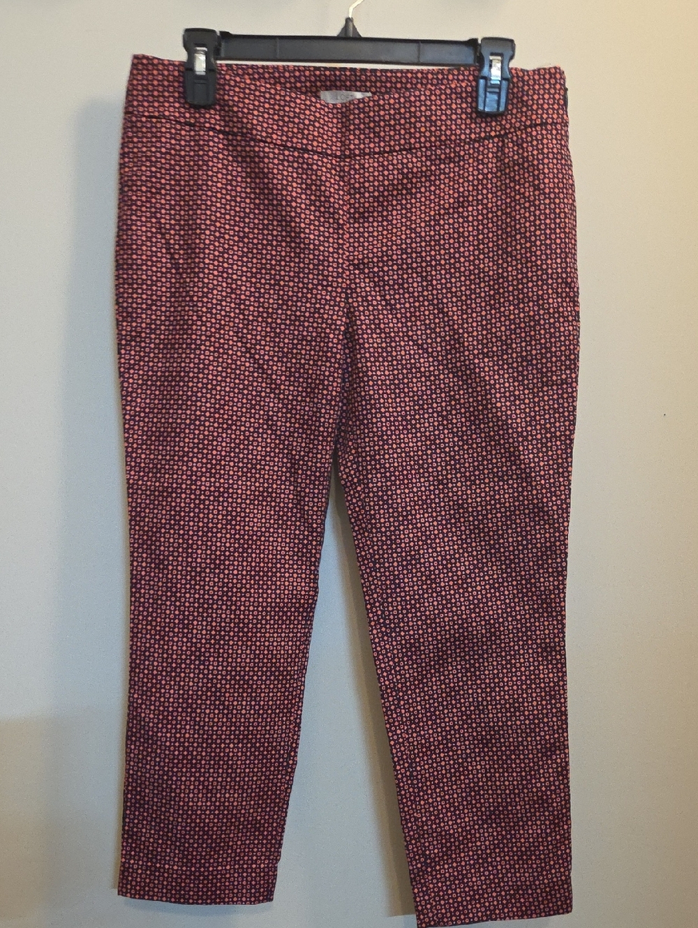 LOFT Pink & Black Slim Crop Printed Pants (Yy31)